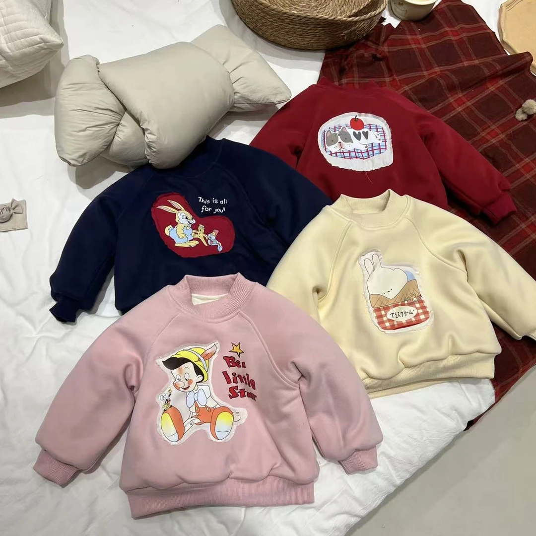 丸子十【现货】儿童蜂窝蓄热层绗棉贴布印花夹棉卫衣（冬款）WZJ-9172