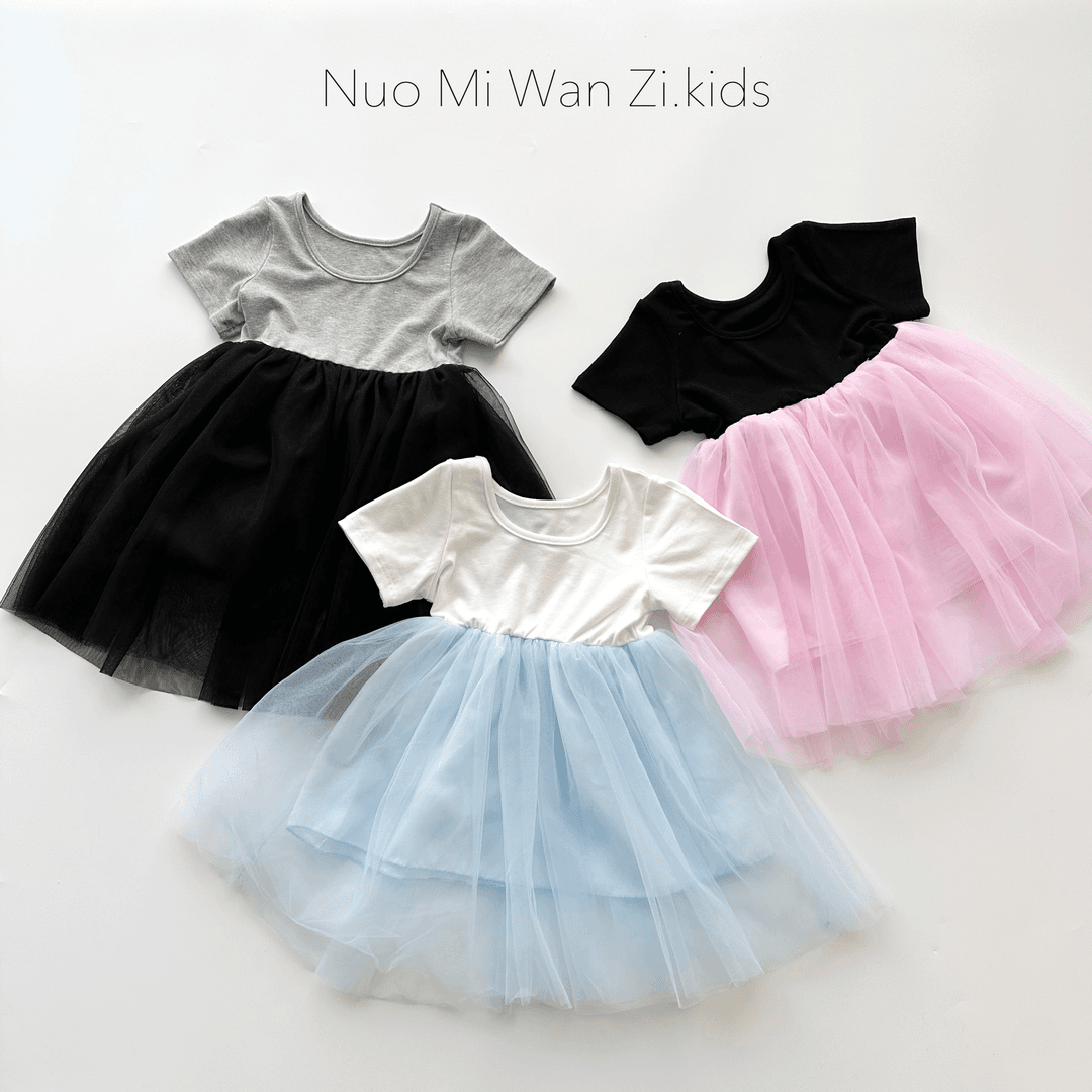 丸子十【现货】儿童韩系舒适纯色蕾丝纱纱裙（夏款）WZJ（A）-3200