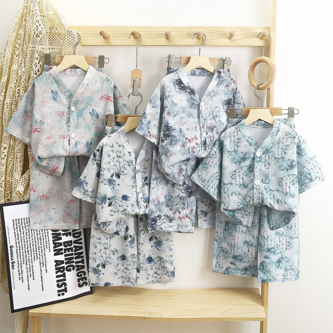 儿童家居服套装国风新中式男女童睡衣宽松夏季中大童宝宝空调服夏