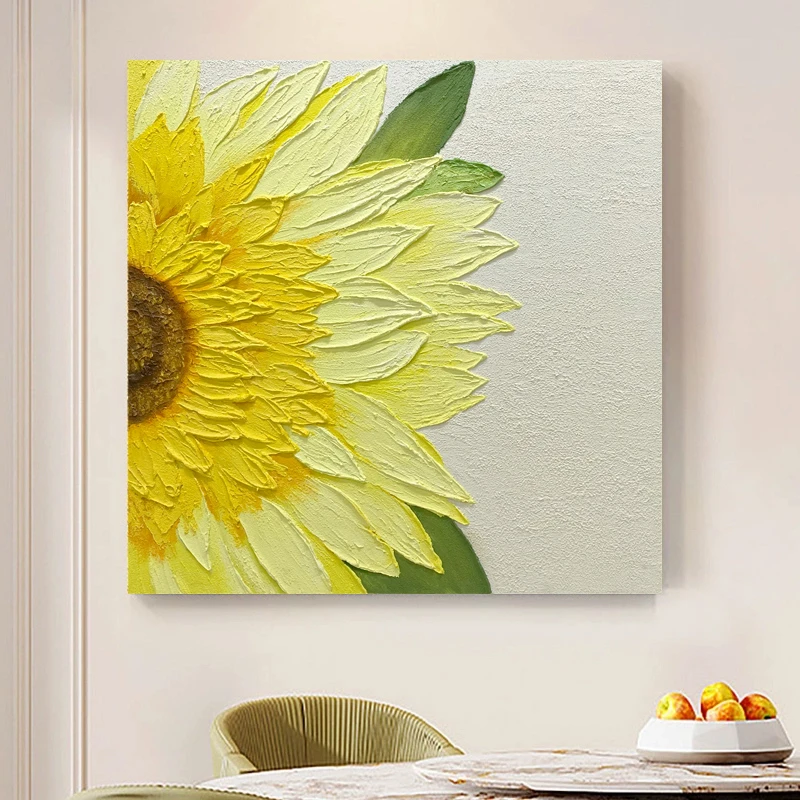 纯手绘油画【暖阳】客厅画奶油风玄关装饰画现代餐厅轻奢落地背景画