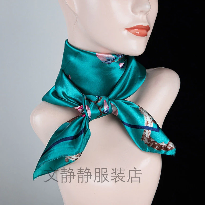90cm高档仿真丝领巾护颈纱巾丝巾小方巾柔软围巾装饰四季女神同款