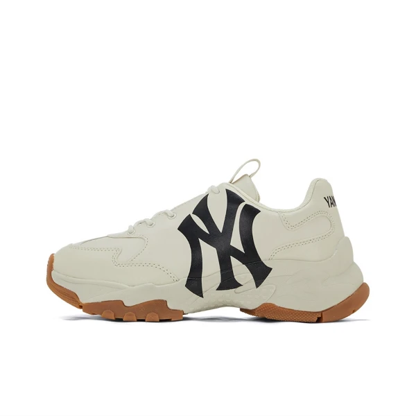 MLBBigBallChunky复古厚大中底低帮厚底老爹鞋系带男女同款浅米黄