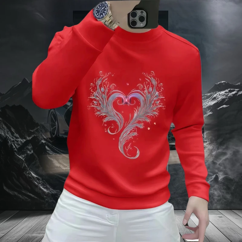 秋冬男潮流时尚百搭圆领套头长袖高品质休闲情侣款印花韩版卫衣