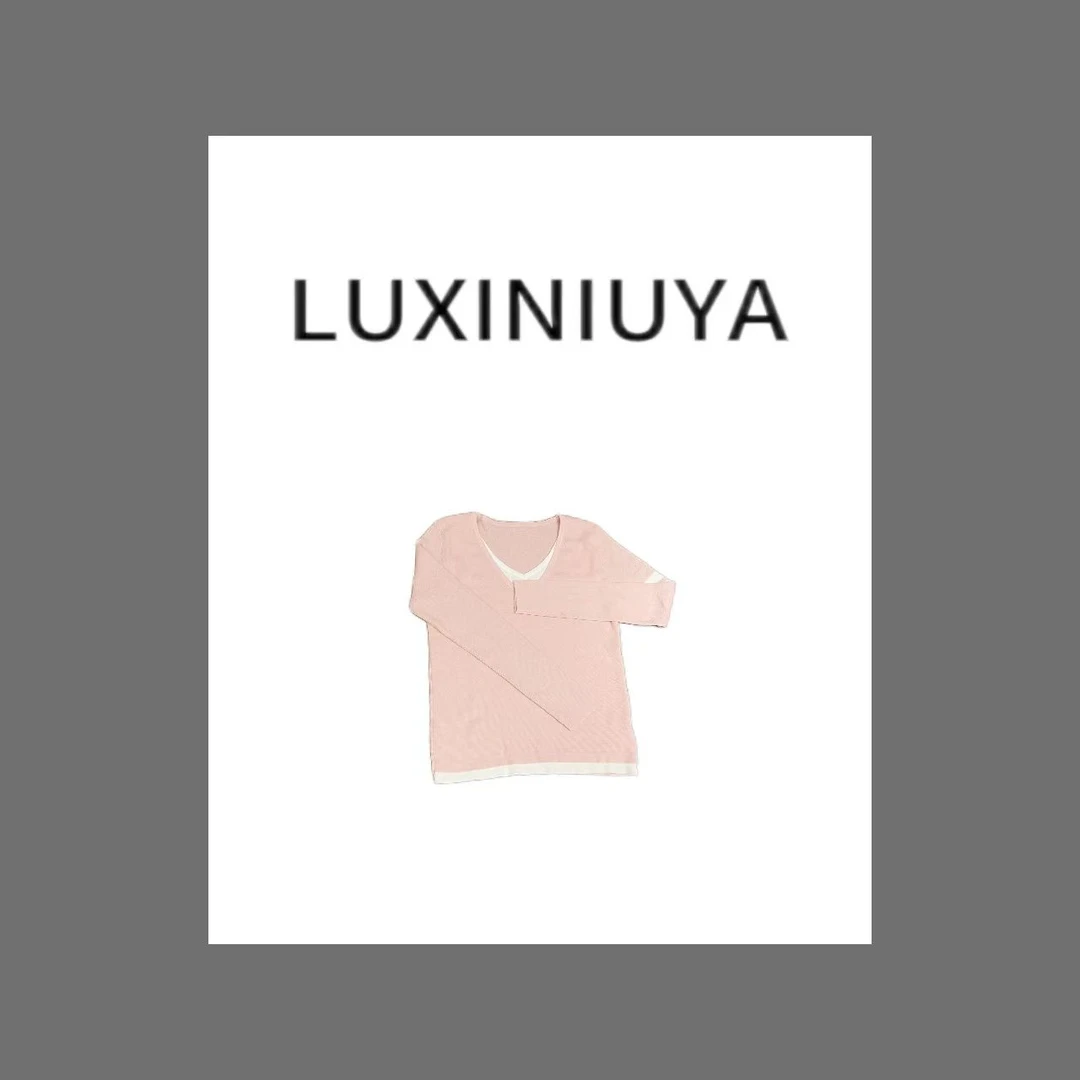 【LUXINIUYA】两道杠冬季新款假两件设计感时尚百搭毛衣#CX2078