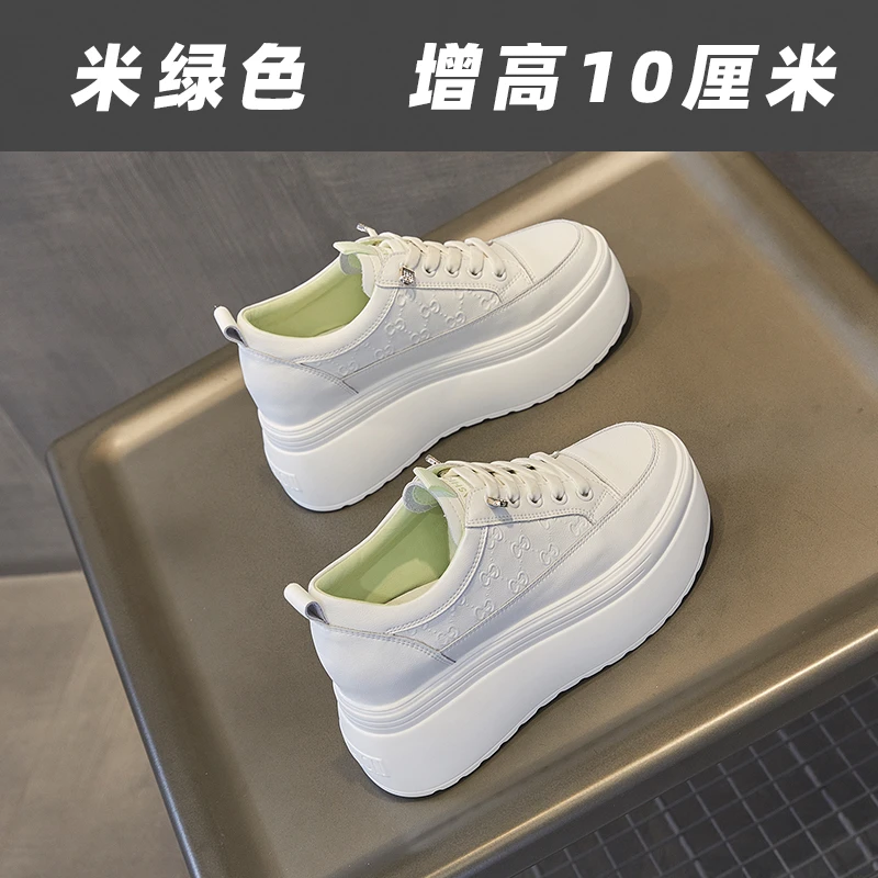 内增高10cm女鞋2025年秋季新款韩版时尚松糕厚底百搭休闲小白板鞋