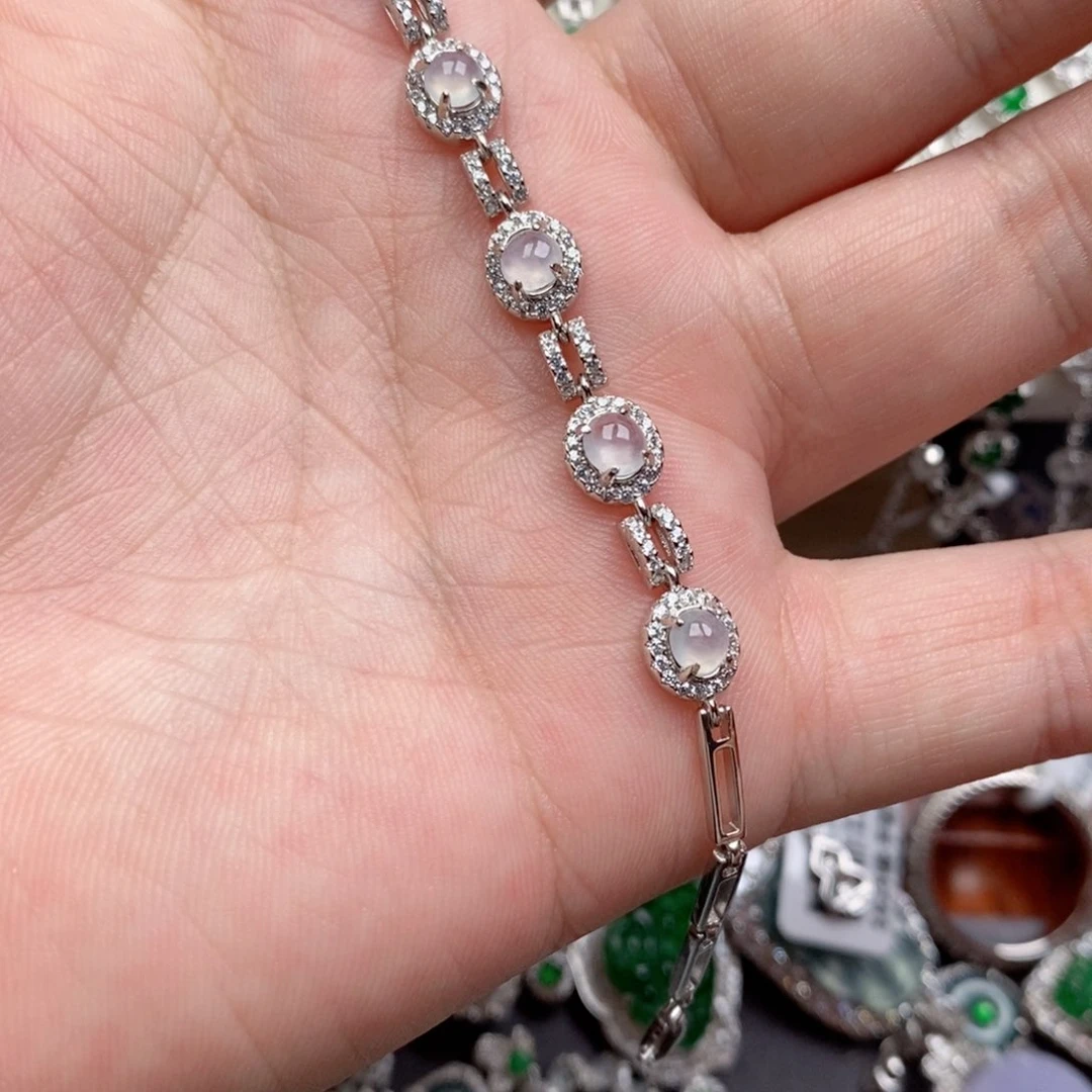 翡翠手链银S925镶嵌n b n n