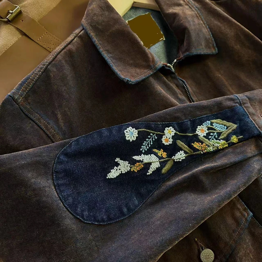 Sina美式复古阿美咔叽植绒宽松休闲牛仔外套1355