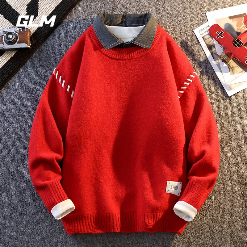 GLM除夕新年大红车厘子安哥拉红色本命蛇年春节保暖厚毛衣 男女
