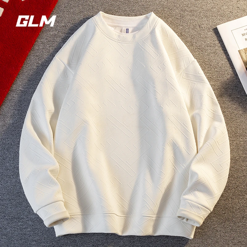 GLM秋冬季新款美式痞帅休闲宽松重磅上衣国潮圆领卫衣套头 男外套