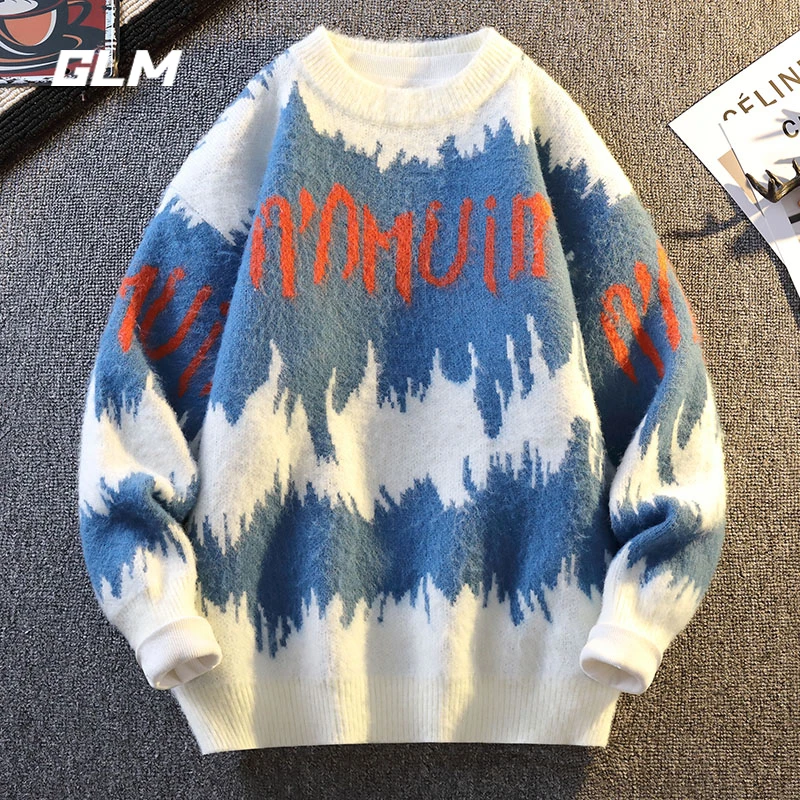 GLM秋冬慵懒风圆领潮流休闲保暖宽松加厚春秋套头毛衣 男外套