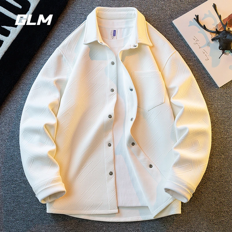 GLM秋季潮牌日系格子寸衫复古高级感美式休闲宽松长袖衬衫外套 男