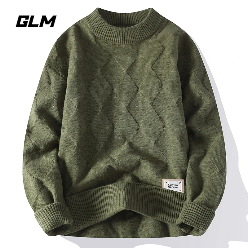 集团品牌GLM秋冬新款青少年学生潮流保暖加厚宽松套头毛衣 男外套