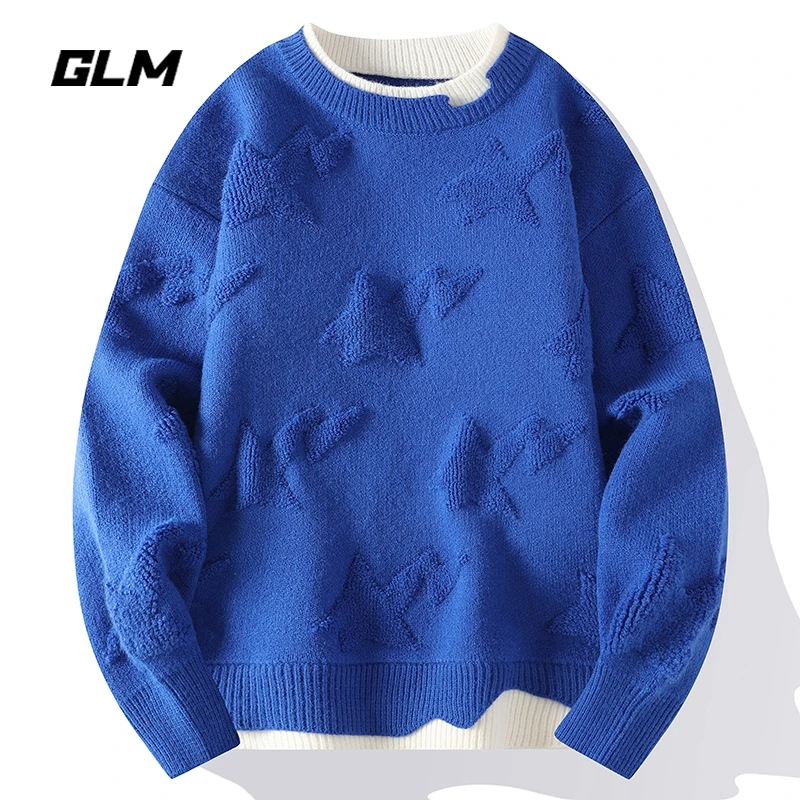 集团品牌GLM秋冬新款青少年学生潮流保暖加厚宽松套头毛衣 男外套