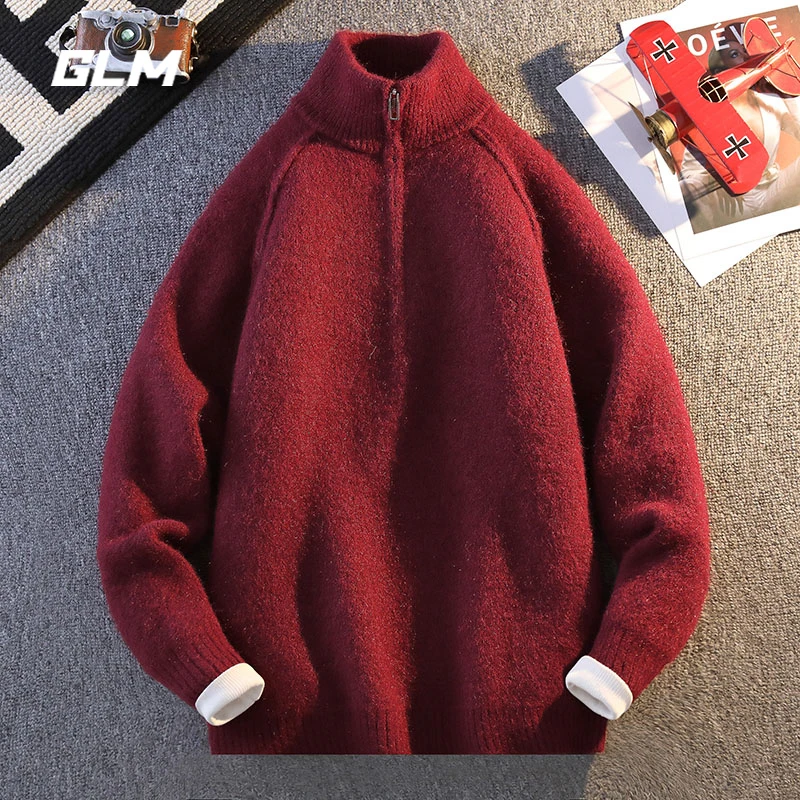 GLM除夕新年大红车厘子半高领红色本命蛇年春节保暖厚毛衣 男女