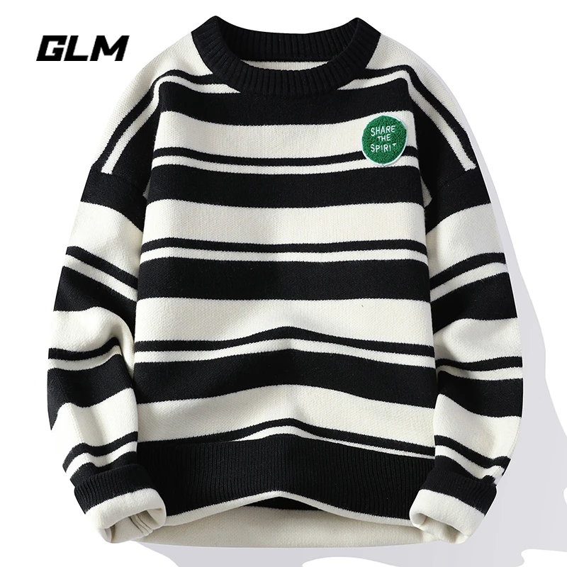 集团品牌GLM秋冬新款青少年学生潮流保暖加厚宽松套头毛衣 男外套