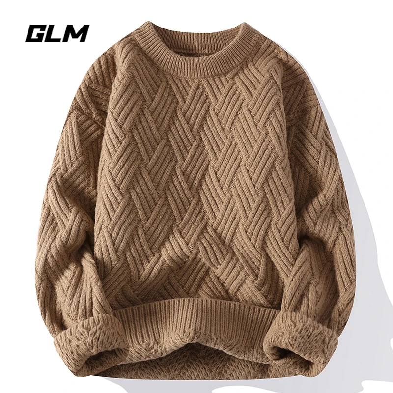 GLM秋冬新款慵懒风学生加厚保暖打底针织衫宽松套头毛衣 男外套