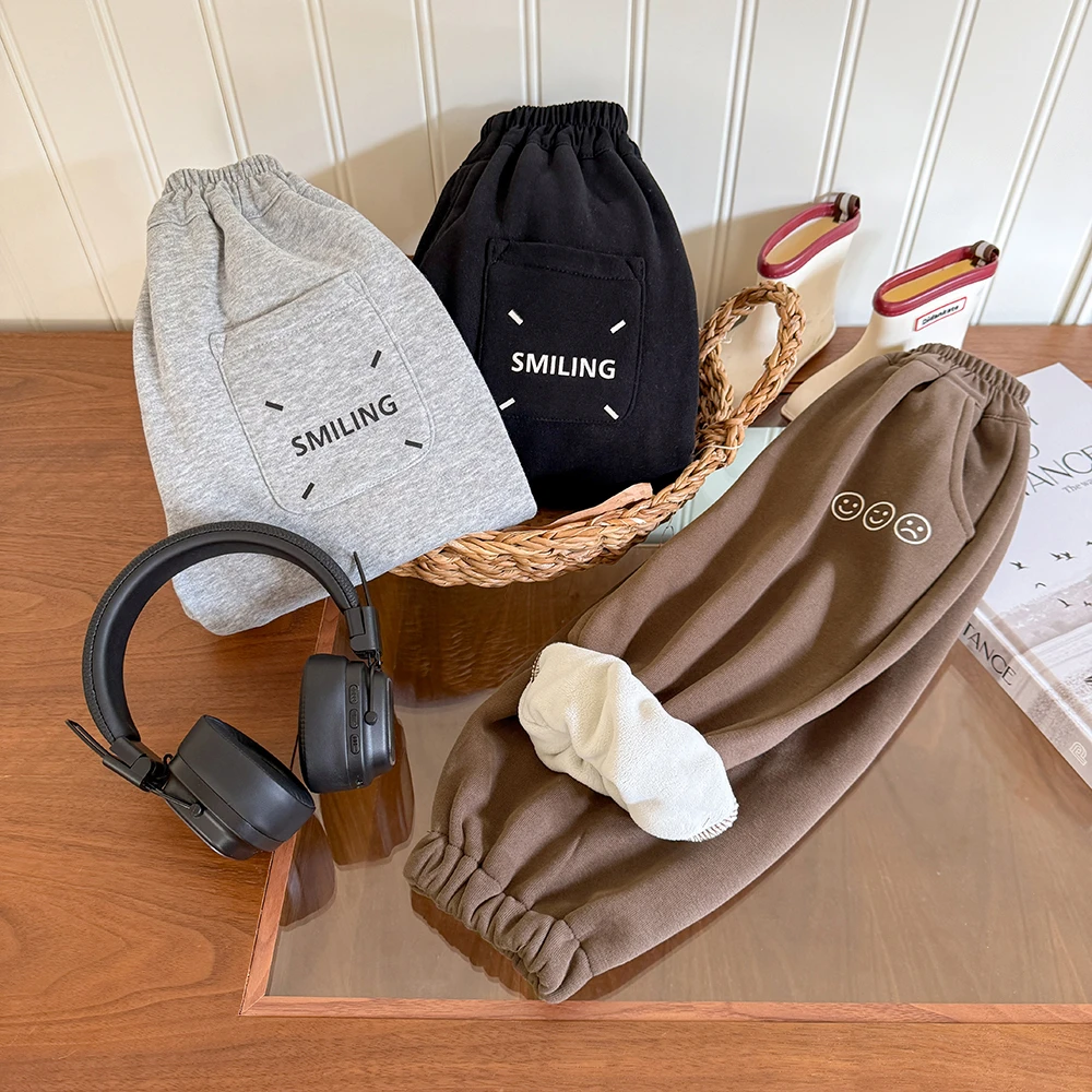 儿童加绒裤2024新款秋冬款男童保暖加绒运动裤宝宝洋气中小童裤子