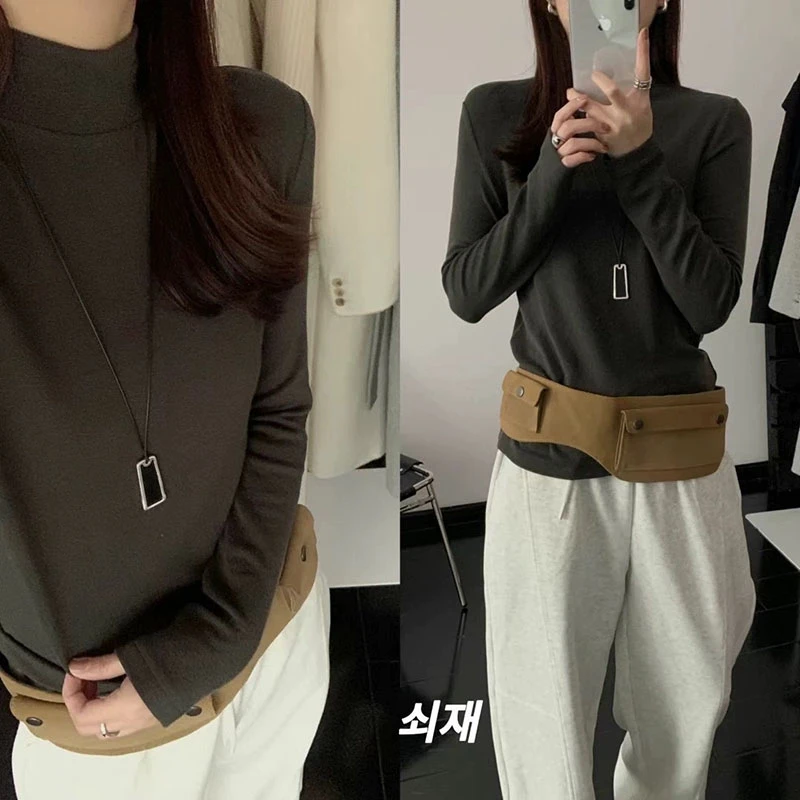 韩国半高领长袖T恤女2024冬季新款韩版时尚基础款羊绒打底衫8699