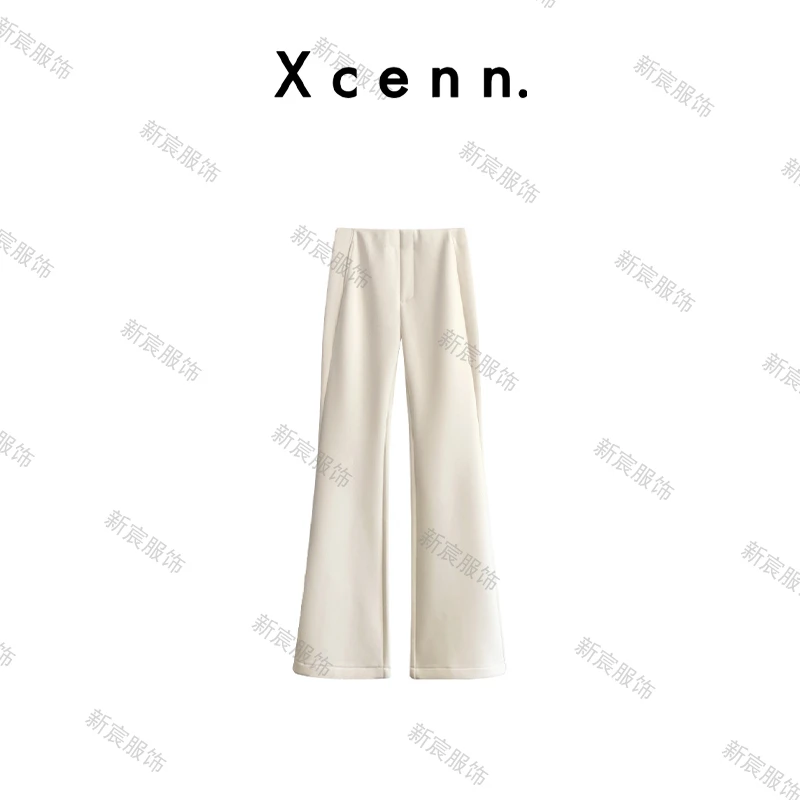 【新宸Xcenn】冬款加绒微喇裤四面弹显瘦长裤JD0A241101