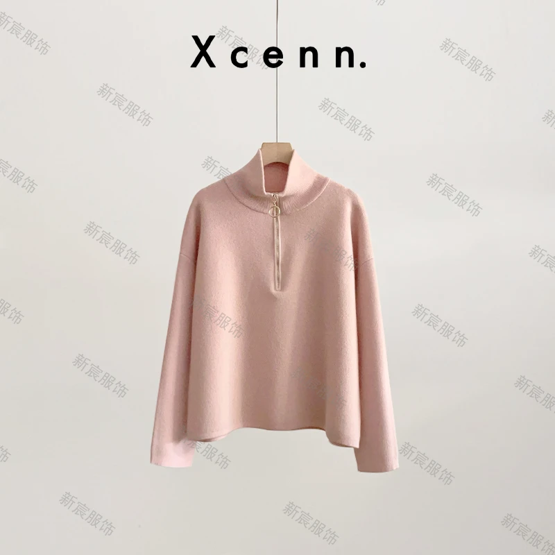 【新宸Xcenn】100羊毛半拉链高领毛衣百搭时尚针织衫XF0A2333