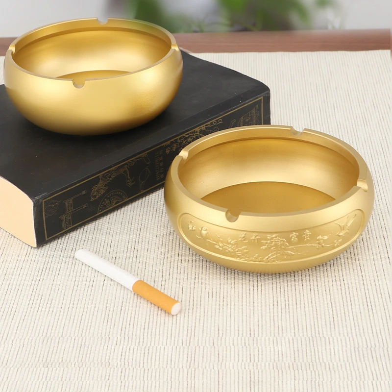 纯黄铜烟灰缸创意家用花开富贵烟灰缸商用大号烟灰缸