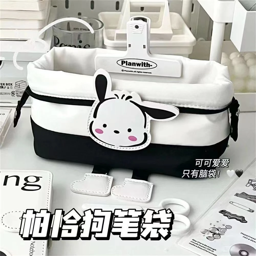 爆款笔袋ins 帕恰狗流汗兔大容量简约文具盒黑白少女心笔袋收纳袋