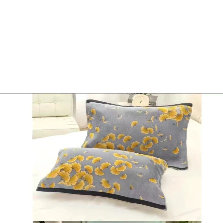 【飞舞银杏枕巾】八层纱布枕巾透气亲肤柔软情侣