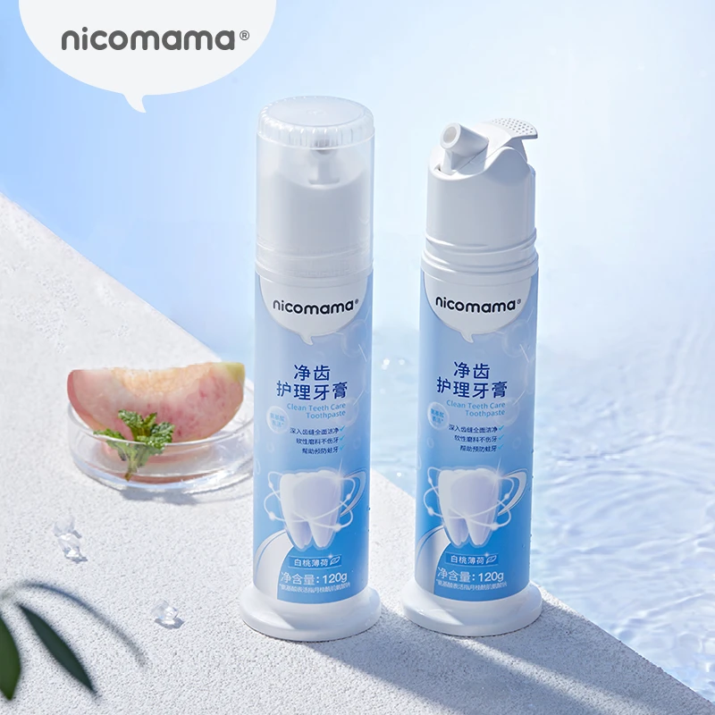nicomama多效净齿护理成人牙膏清新白桃温和防蛀瓶装