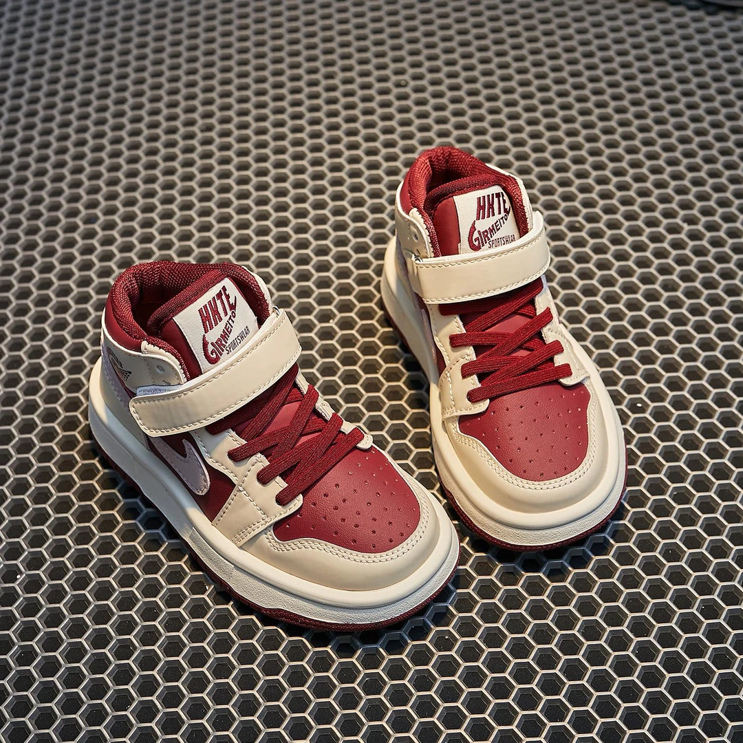 大黄蜂AJ高帮休闲运动童鞋2025秋冬女童加绒二棉板鞋男童夜光球鞋