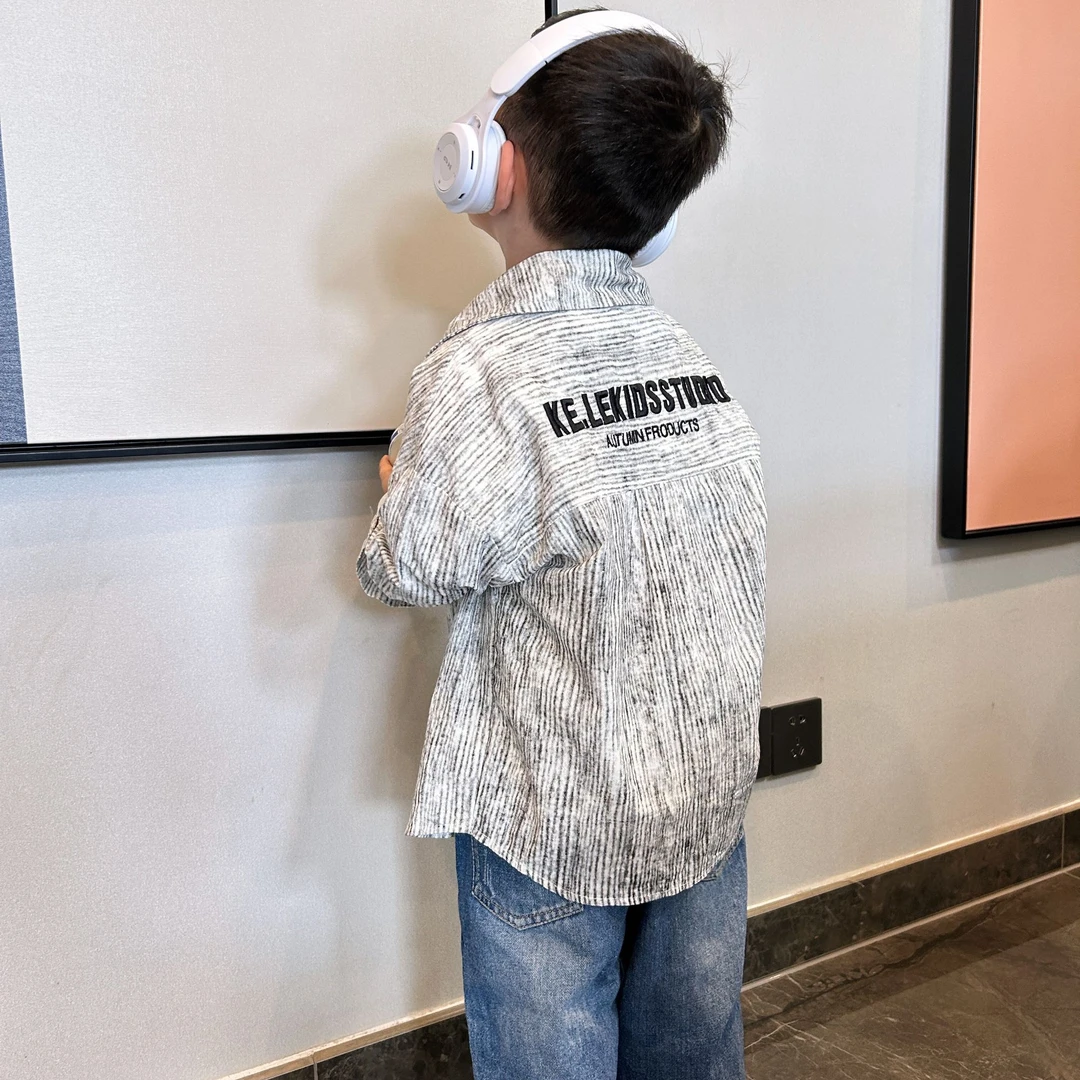 男童秋装外套2024洋气儿童痞帅衬衣春秋款上衣男孩薄外套高智淡人