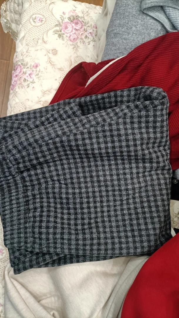 美尚冬款加厚尼料格子裤。