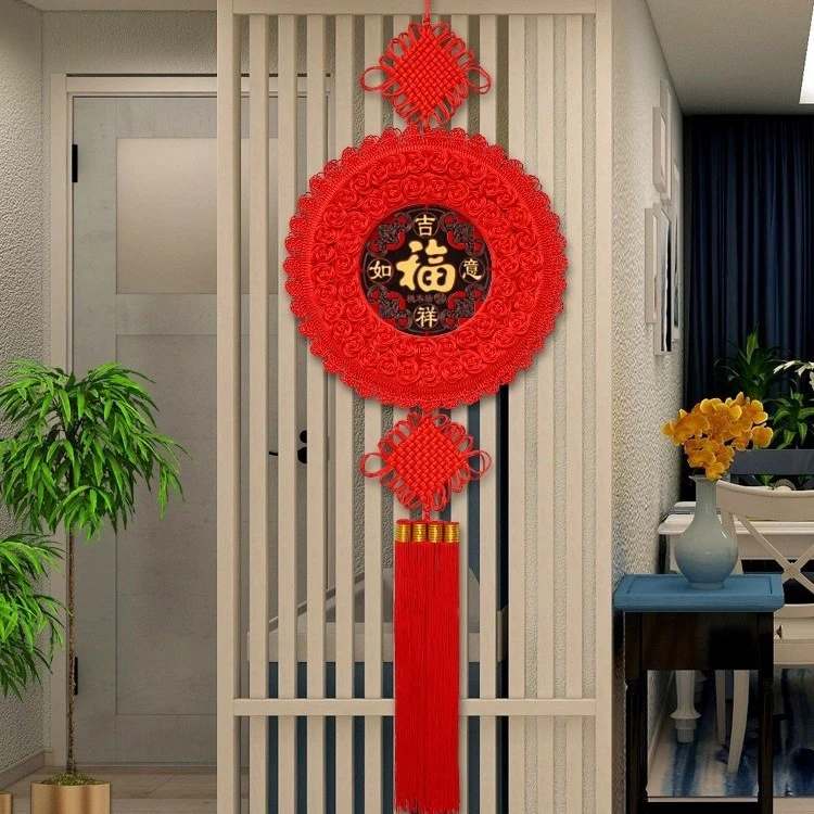 新款桃木中国结挂件福字新婚乔迁开业节日客厅玄关背景墙软装装饰