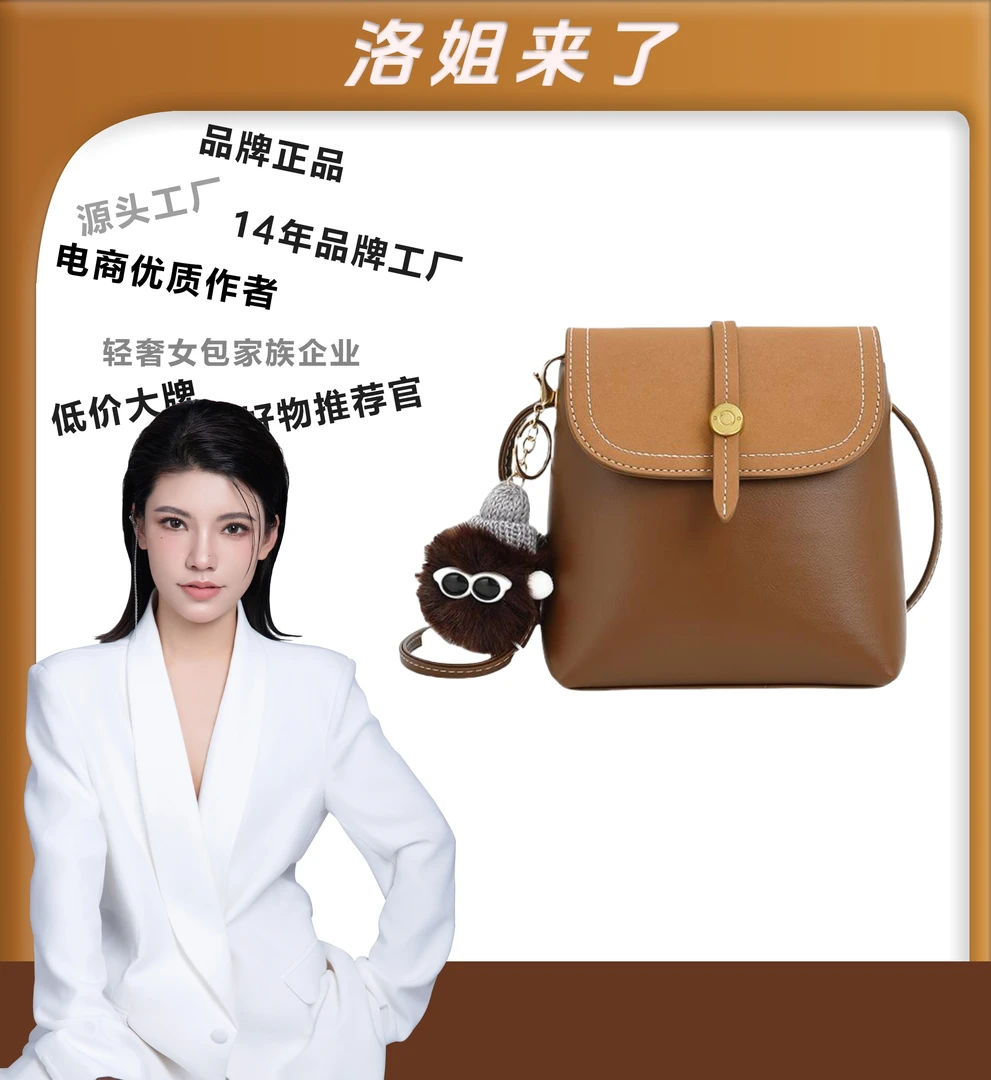 【洛洛专属】2024新款棕色小毛球水桶包