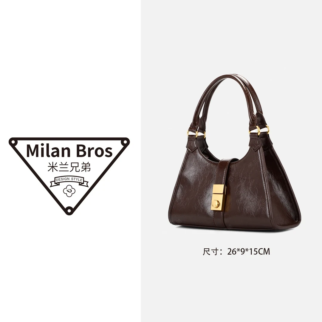 【米兰兄弟】2024新款棕色爆裂手拿斜跨女包