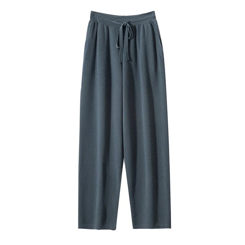 专柜正品】男士68支精纺山羊绒【500克空气层18针双提3股直筒休闲裤