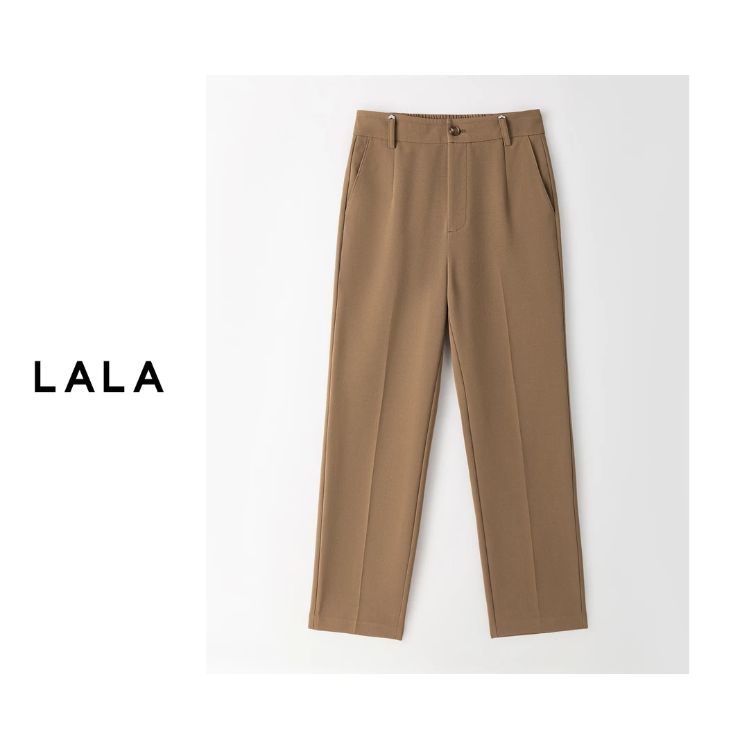 【啦啦精选】秋季新松紧腰显瘦休闲裤通勤百搭筷子裤抗皱B5310