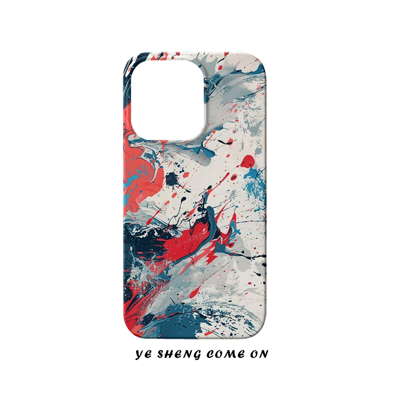 拼色泼墨适用iPhone16promax手机壳创意苹果15pro个性ins文艺13硬