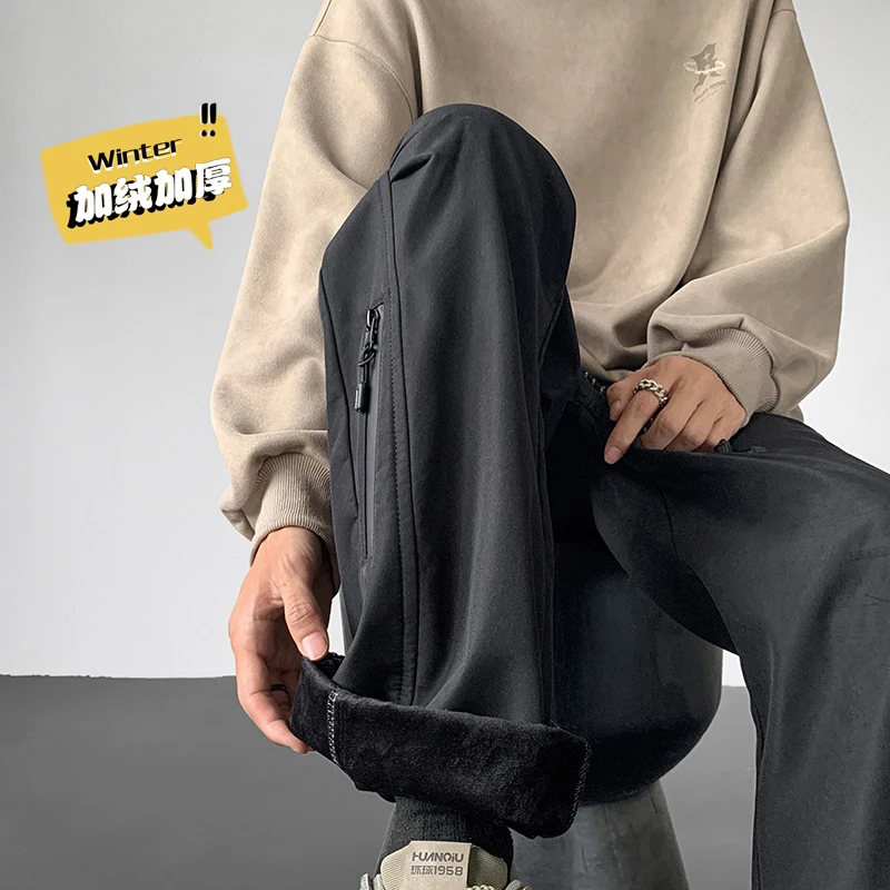 男势加厚保暖多拉链冲锋裤秋冬季新款2023爆款潮牌男女休闲长裤子