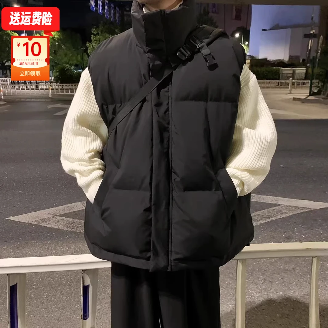 潮牌美式加厚棉马甲男2023秋冬季大码坎肩背心加厚保暖立领外套