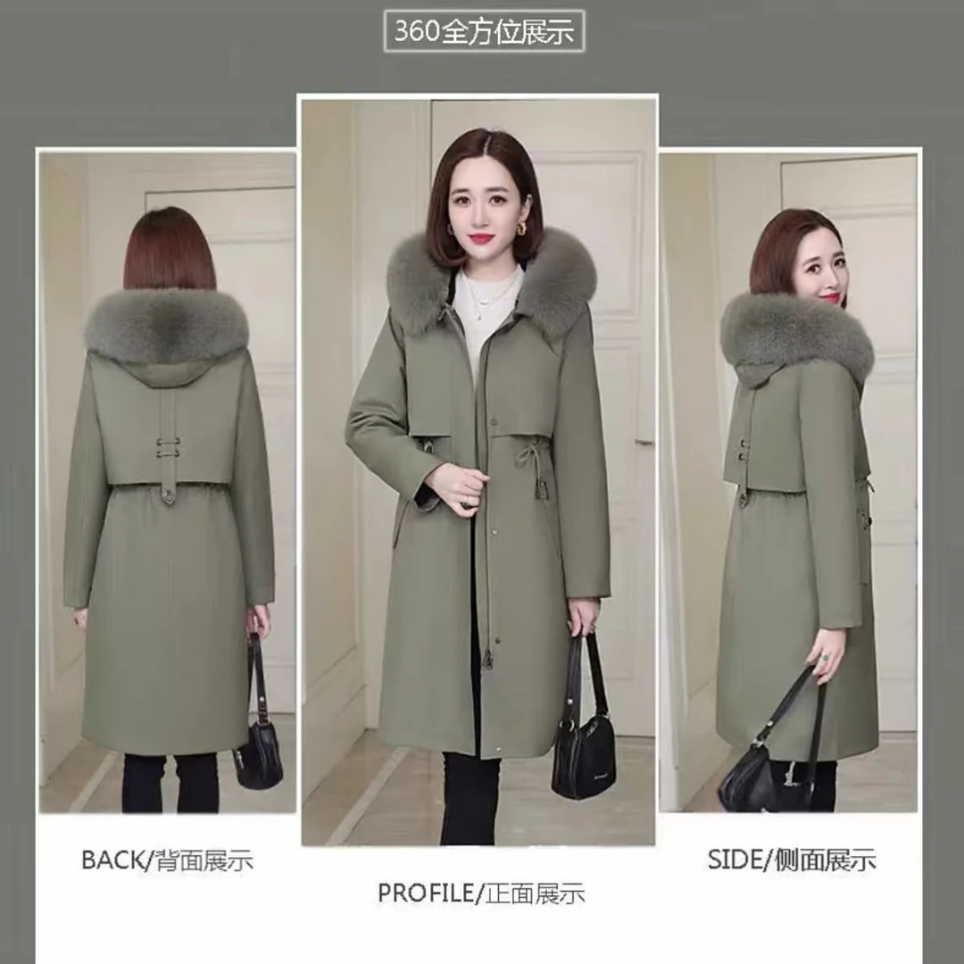 【门店款】新款小蛮腰 狐狸毛大毛领兔毛内胆女士冬季时尚派克服