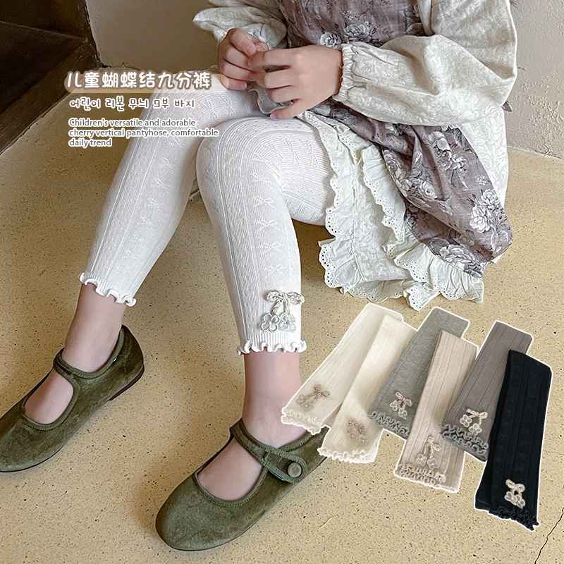 春秋女宝新款九分打底裤洋气连裤袜外穿针织棉百搭宝宝版韩女童