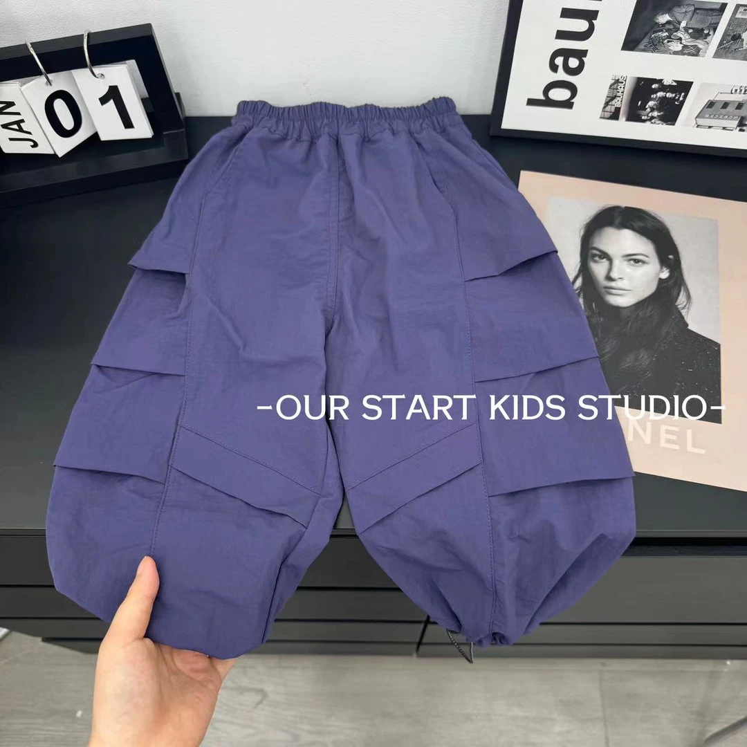 【工装休闲】工装裤秋季男女童中小大童抽绳百搭纯色韩版休闲童裤