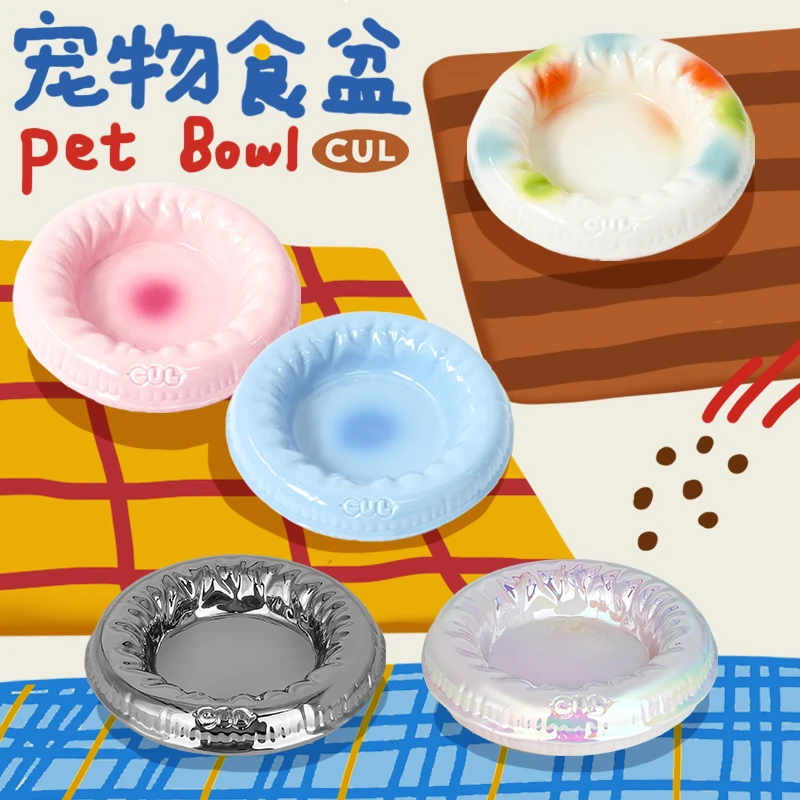 cul/cul陶瓷猫碗狗碗猫粮食盆防打翻猫游泳圈食盆喝水碗宠物用品