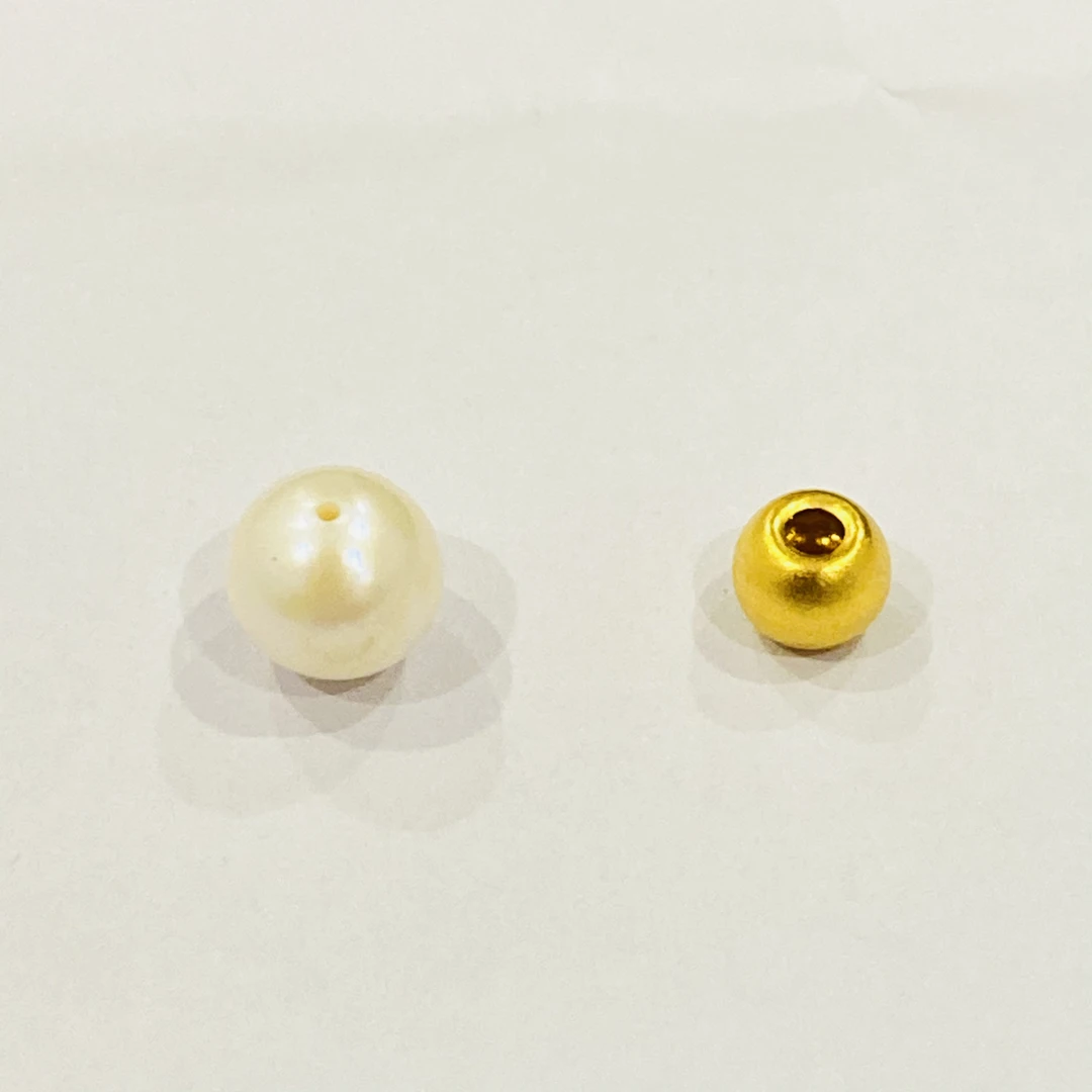 足金珍珠饰品 卡5古法金珠一颗 A0001