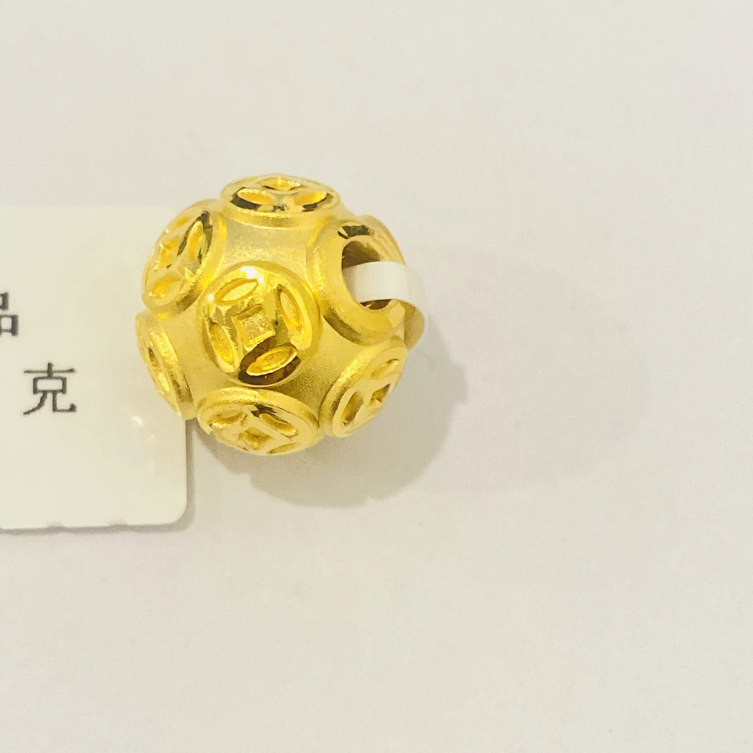【莹莹专享】足金吊坠 铜钱金珠  GP 0.67 攒金有道