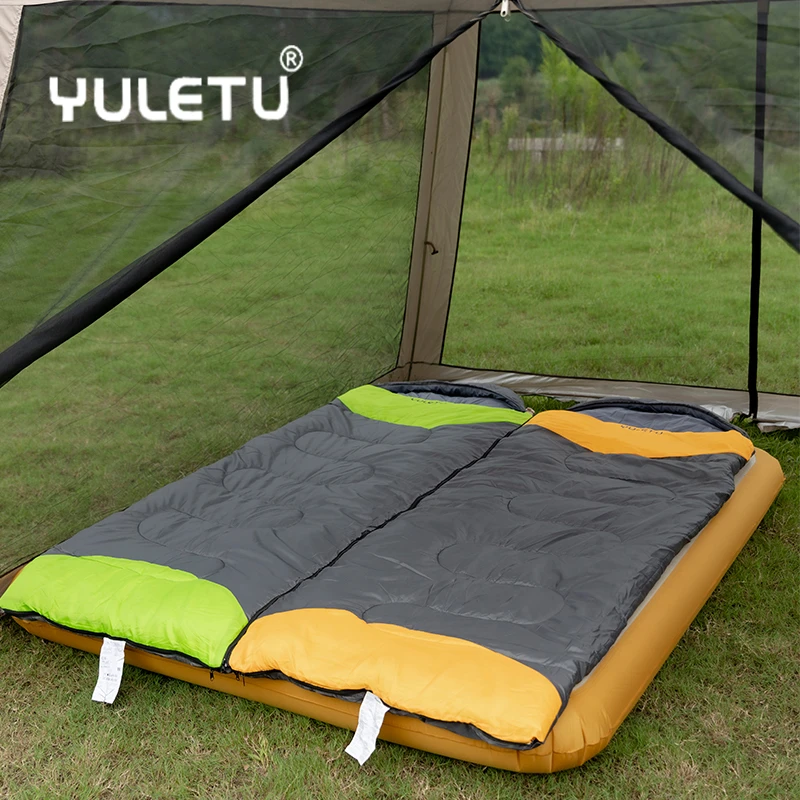 便捷保暖户外露营旅游拼色带帽四季成人野营午休陪护拼接月牙睡袋