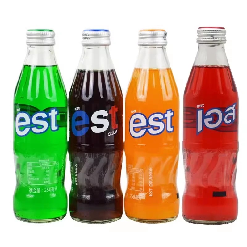 泰国进口 est可乐苏打汽水橙味草莓味奶油汽泡碳酸饮料水250ml