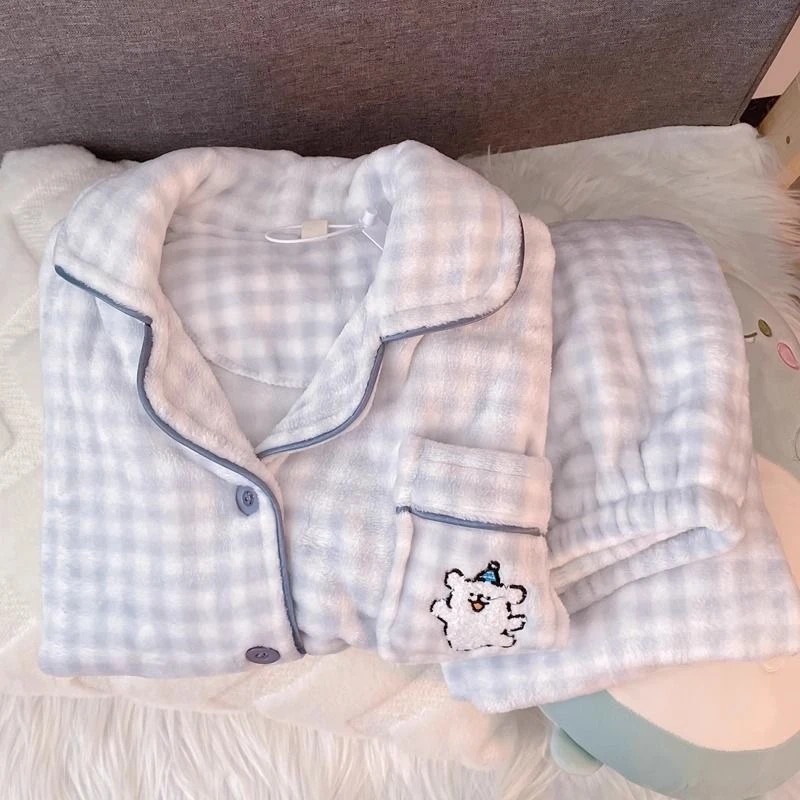 【超柔珊瑚绒】冬季上新可爱线条狗宽松舒适保暖休闲家居服套装外穿