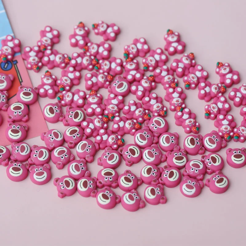 超迷你草莓熊树脂配件美甲diy奶油胶手机壳美甲耳钉发夹发饰材料