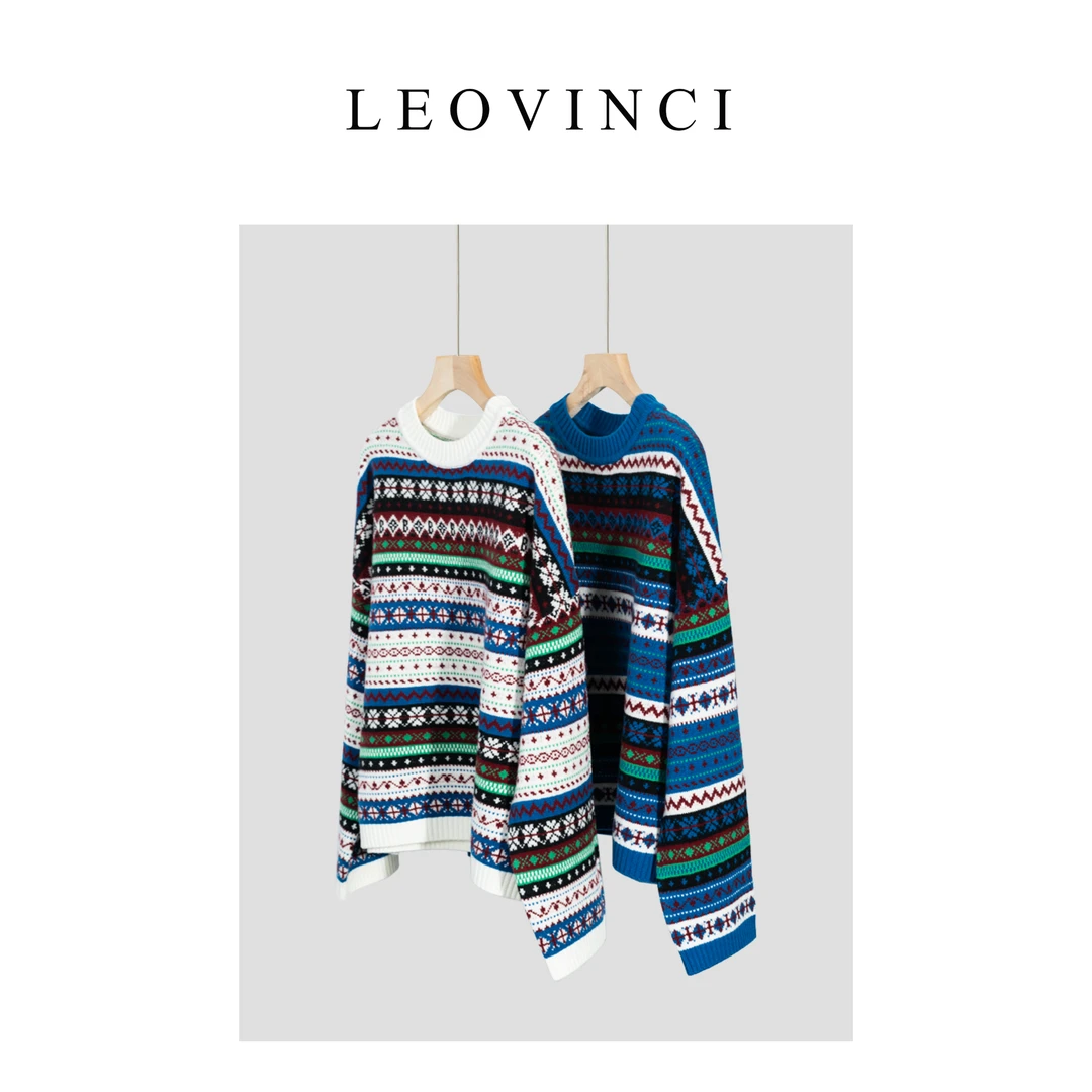 【初见】套头羊绒针织衫毛衣女装拼色条纹复古宽松03-89651